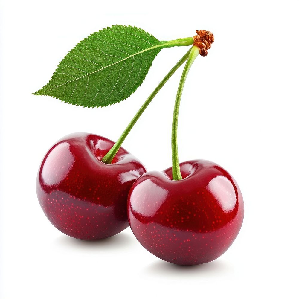 Fresh juicy cherries with leaf