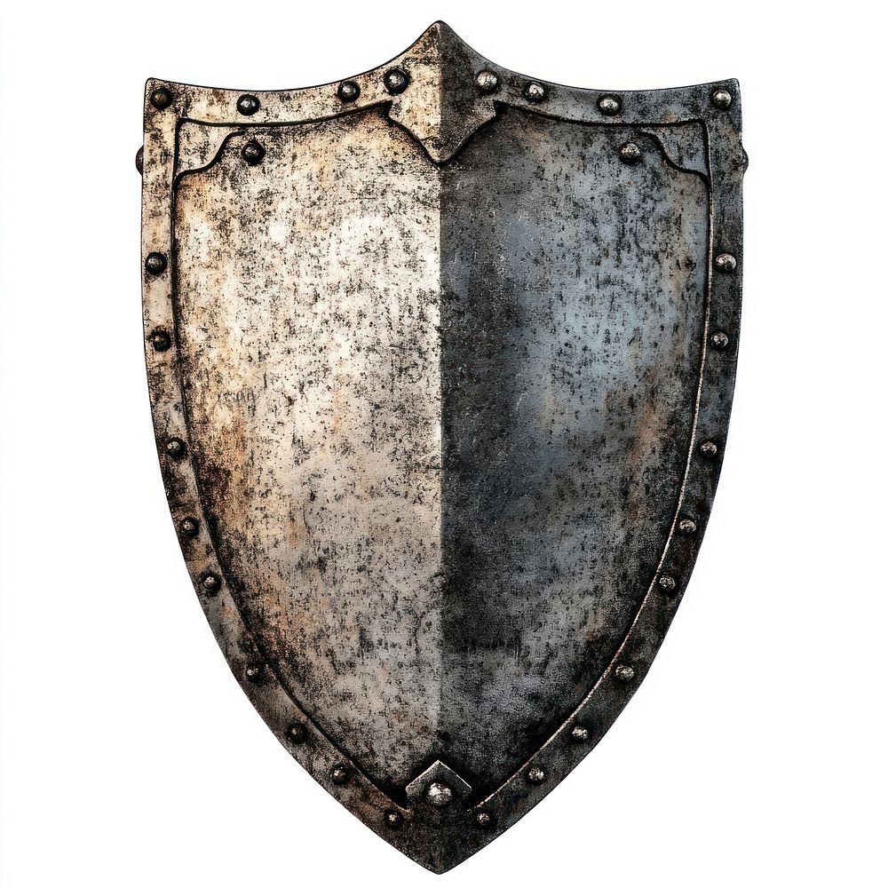 Medieval metal shield with rivets