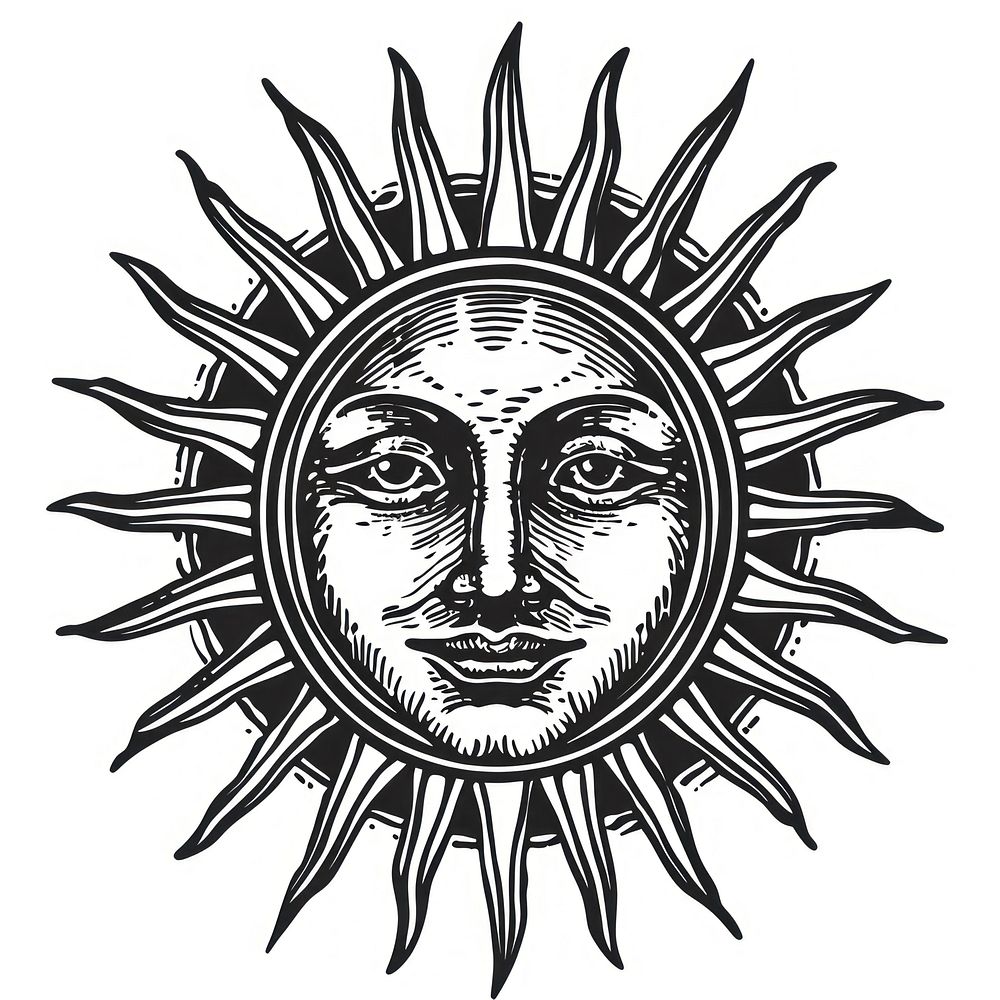 Vintage sun face illustration