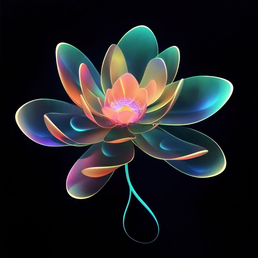 Fantasy flower neon background black.