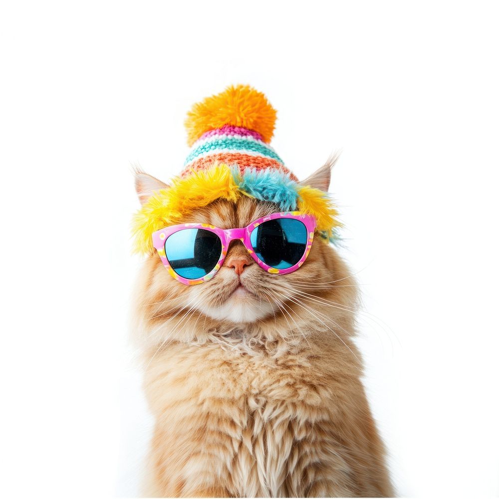 Cool cat wearing colorful accessories