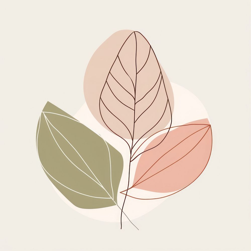 Minimalist symmetrical three leaves leaf abstract pastel.