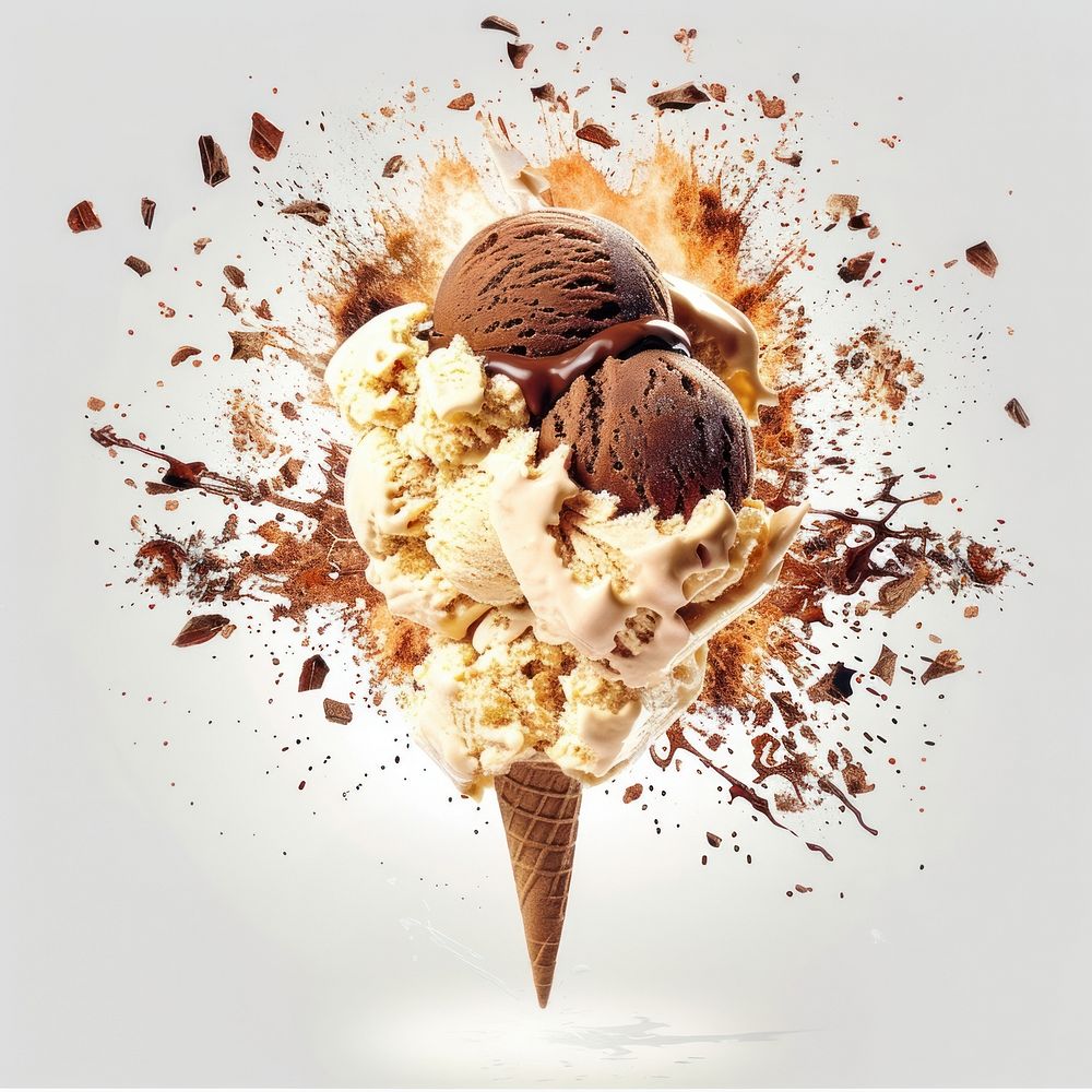 Exploding chocolate ice cream food explosion dessert.