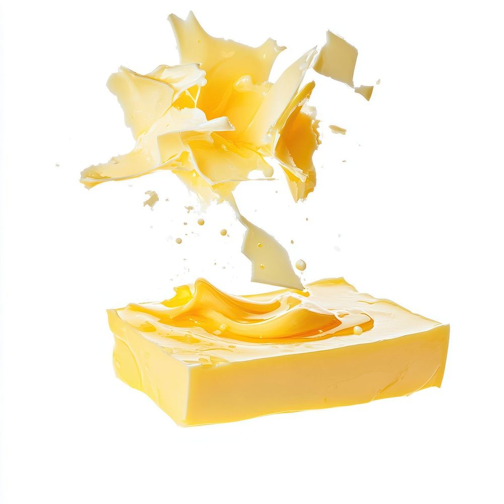 Exploding butter background isolated food.