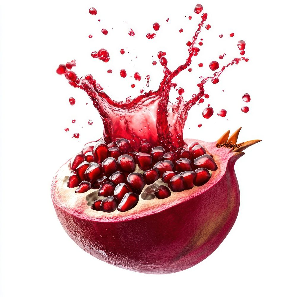 Exploding full Pomegranate pomegranate splash fruit.