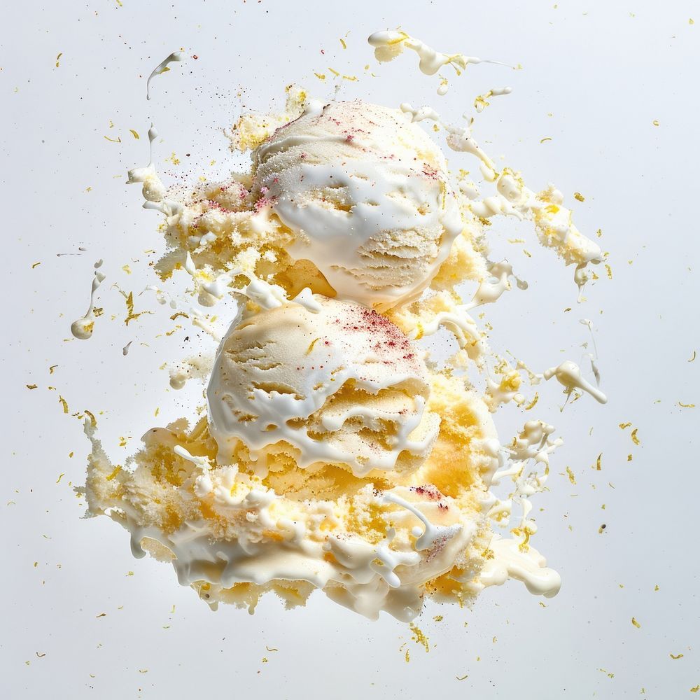 Exploding lemon ice cream food dessert splash.