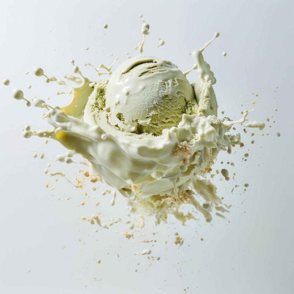 Exploding matcha ice cream food explosion dessert.