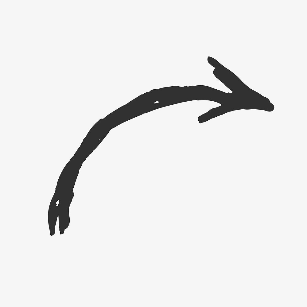 Hand-drawn curved arrow illustration vector