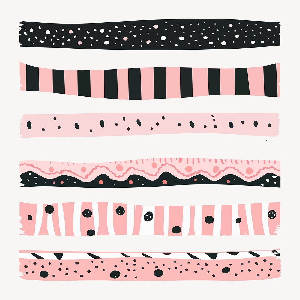 Cute washi tape notes illustration vector set