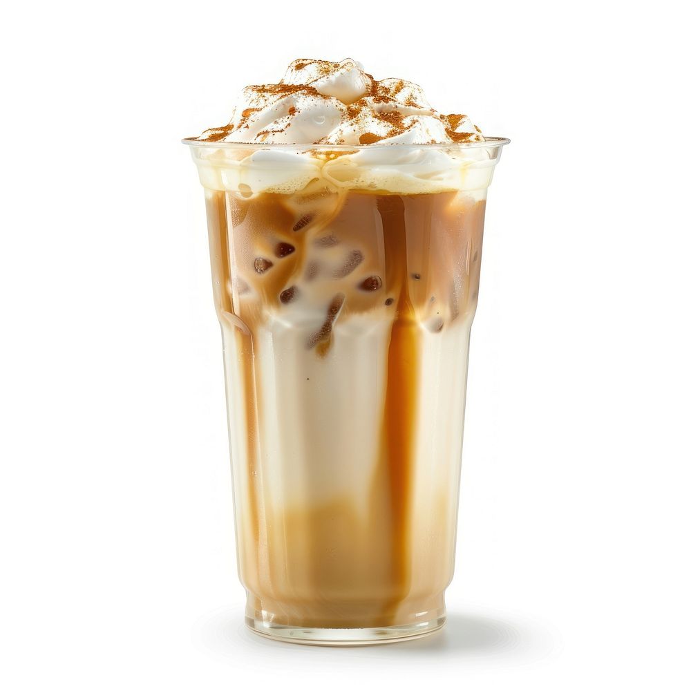 Iced caramel macchiato with whipped cream