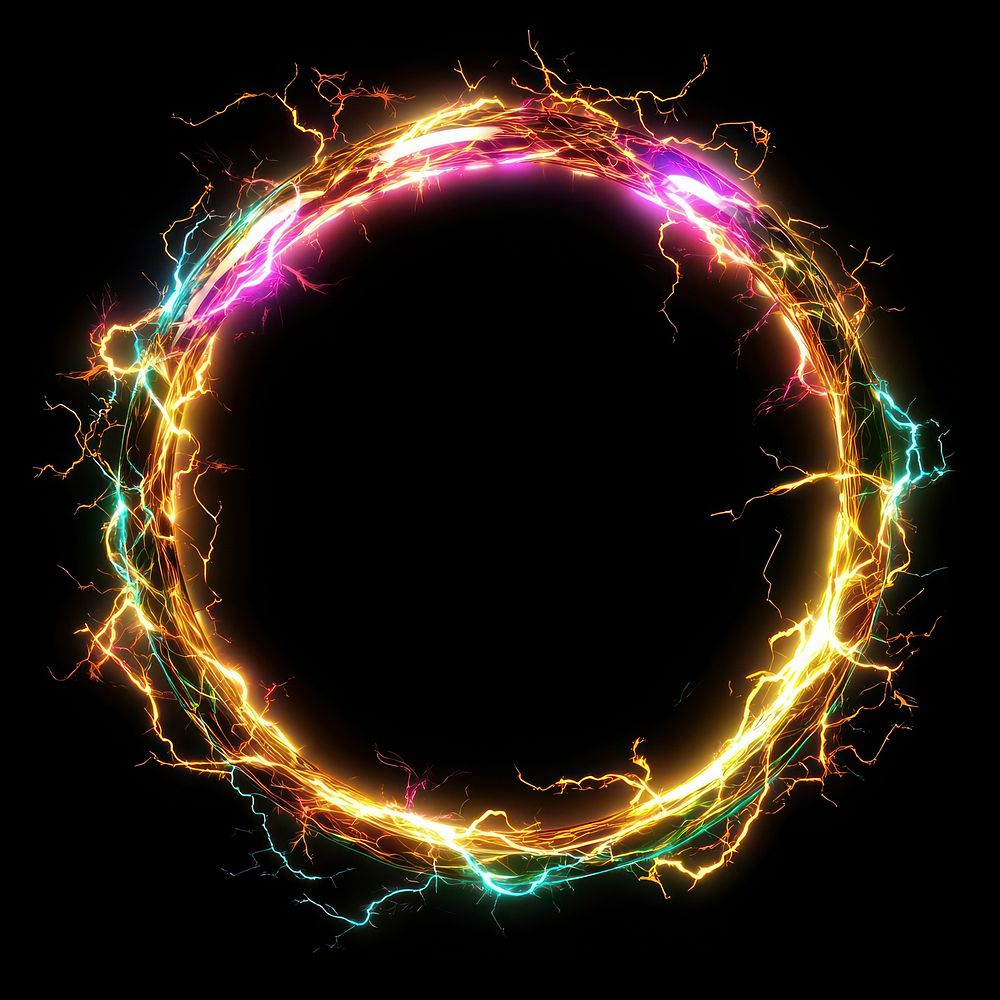 Electric ring lightning vibrant glowing.