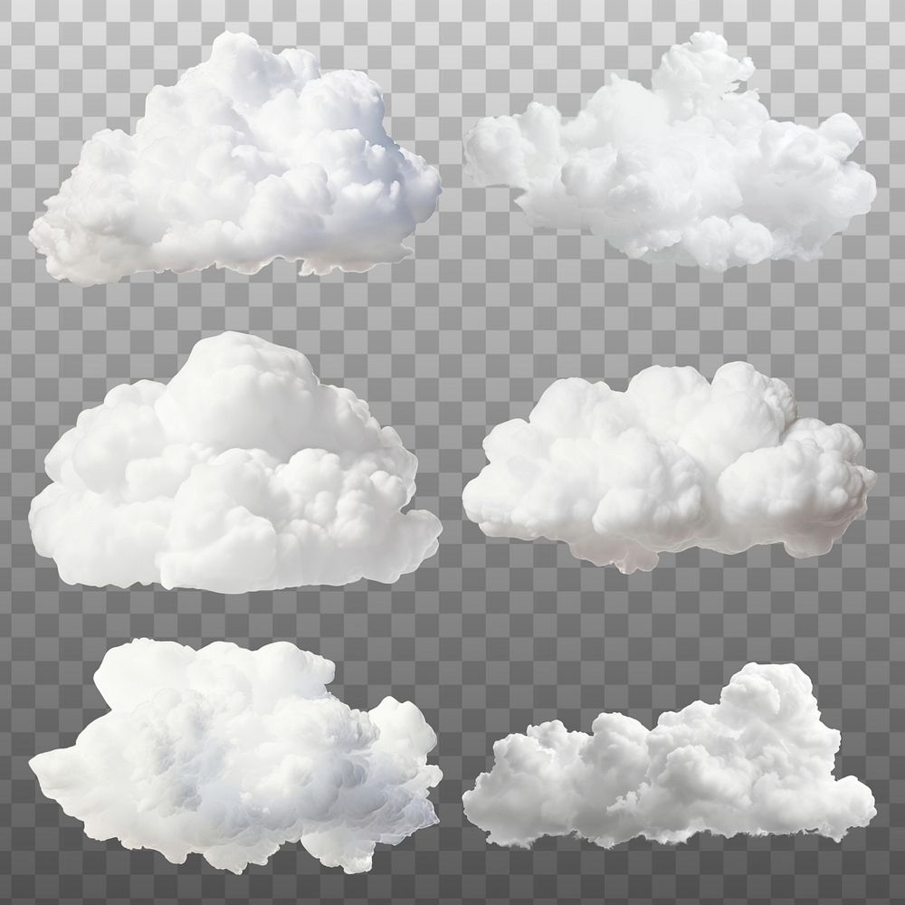 Realistic cloud   design element psd set