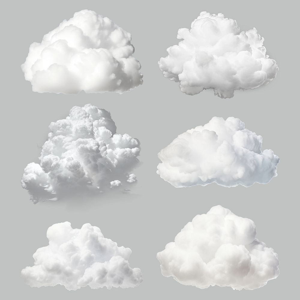 Realistic fluffy cloud  design element psd set