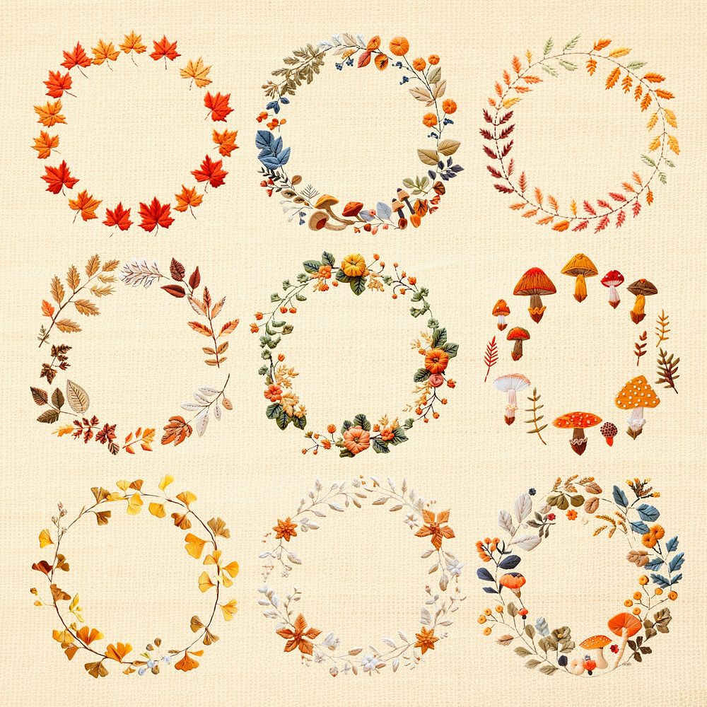 Autumn wreaths   design element psd set