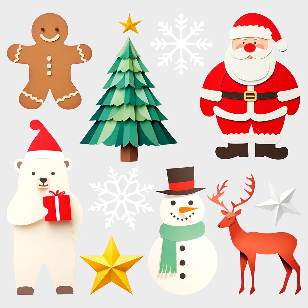 Festive holiday character  design element psd set