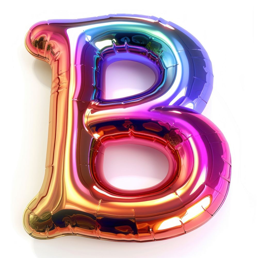 Rainbow bubble letter B number party text.