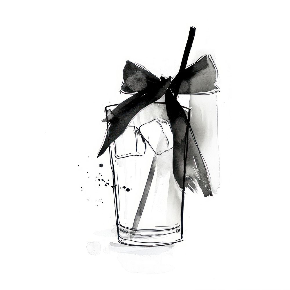 Cocktail illustration ribbon glass.