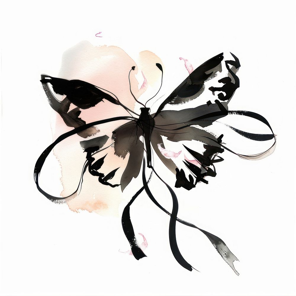 Butterfly illustration white art.