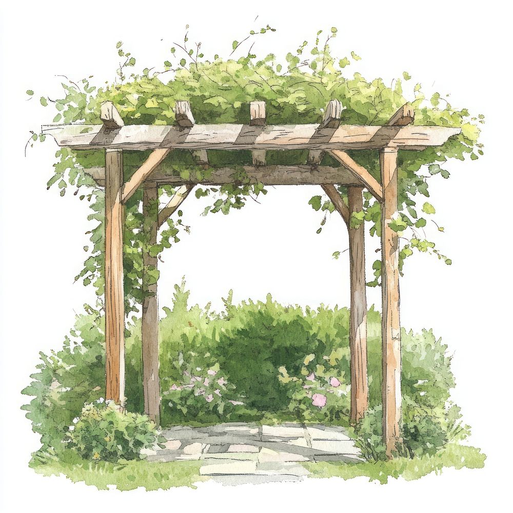 Pergola garden architecture illustration.