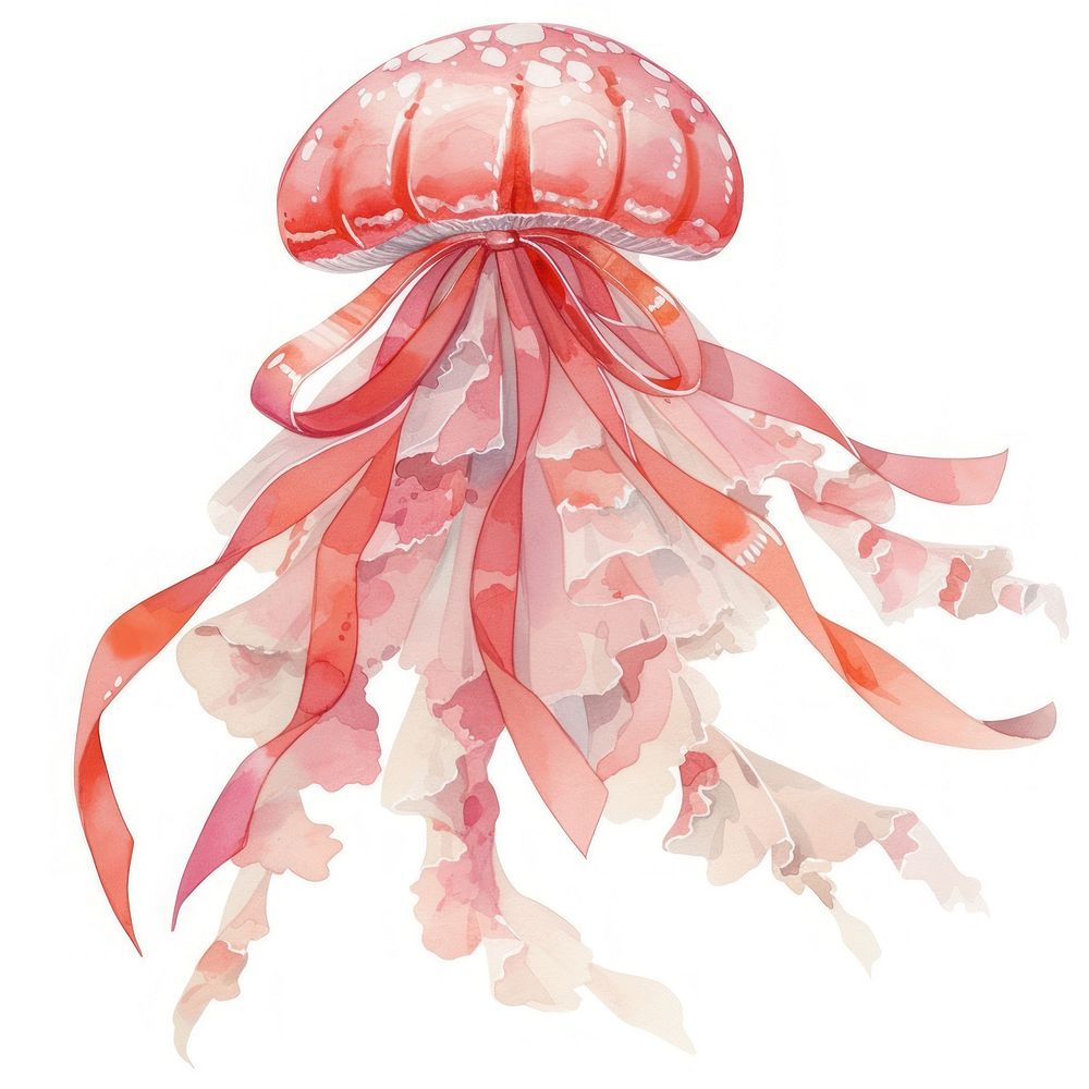 Coquette jellyfish illustration watercolor animal.