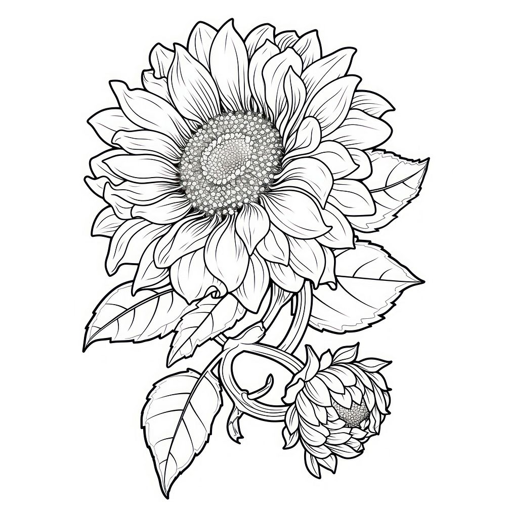 Sunflower art illustration drawing.