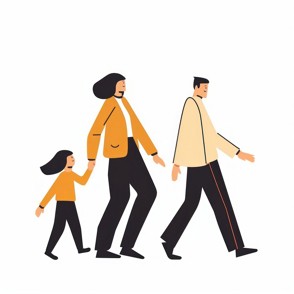 Happy family walking illustration together person.