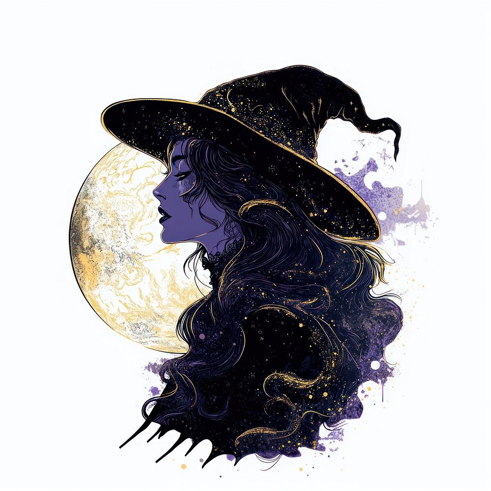 A witch moon art illustration background.