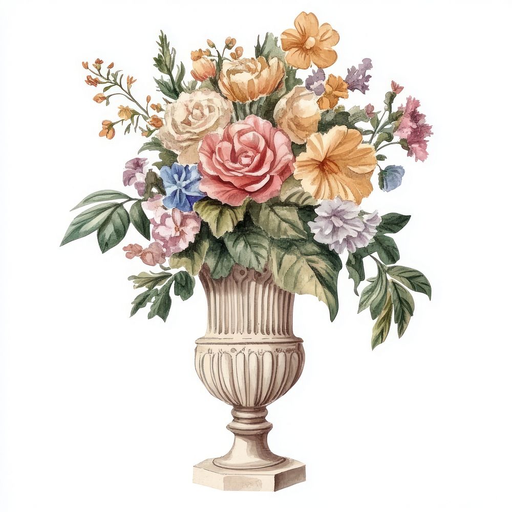 An ancient greek elegant floral bouquet painting art graphics.