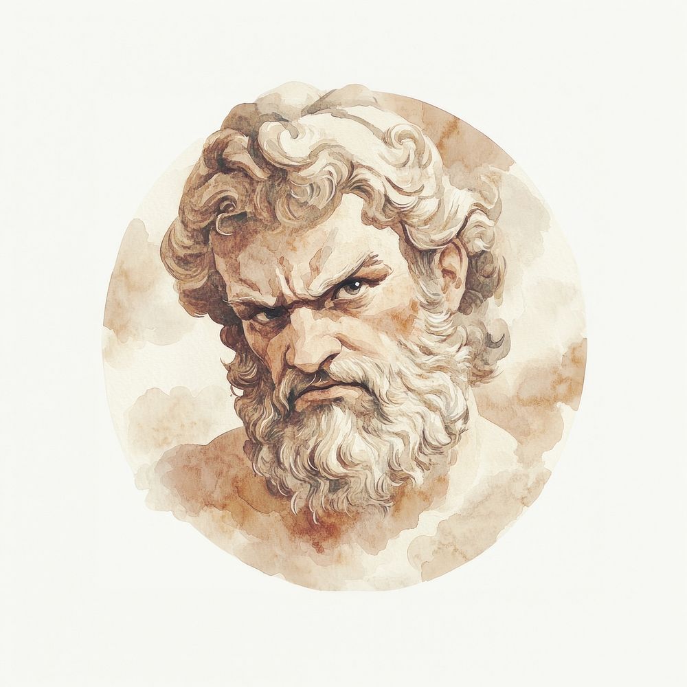 An ancient Greek angry Zeus painting art photography.