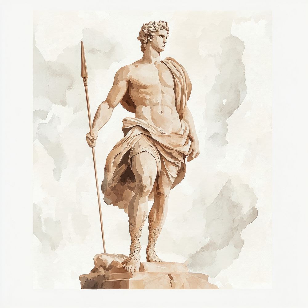 An ancient greek Ares painting statue art.