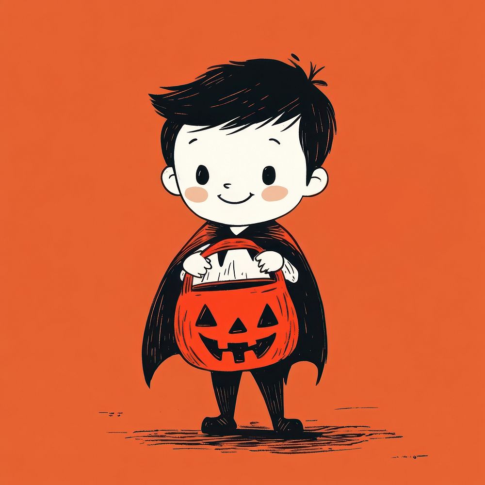 Vampire carry trick or treat illustration halloween pumpkin.