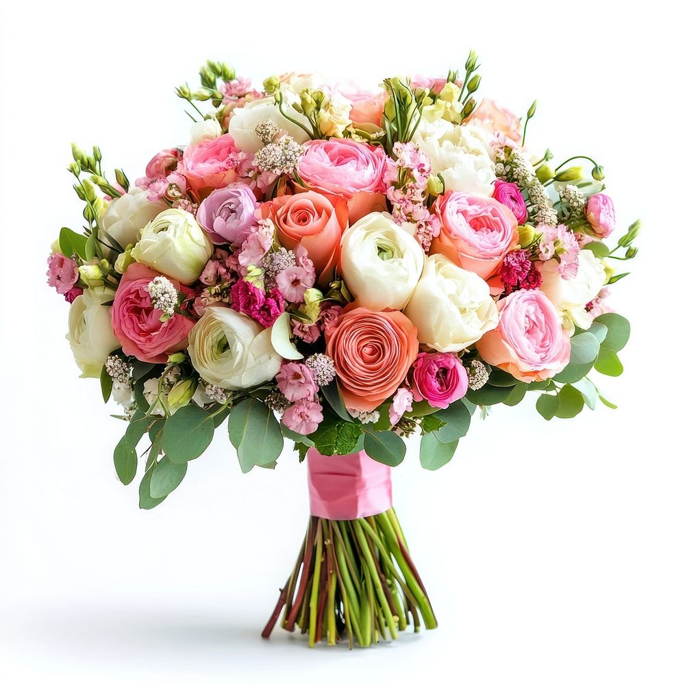 Beautiful bridal bouquet flowers white roses.