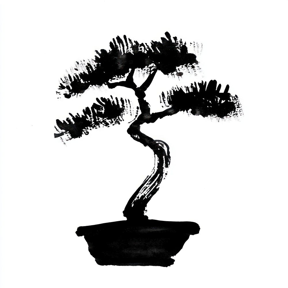 Bonsai drawing strokes plant.