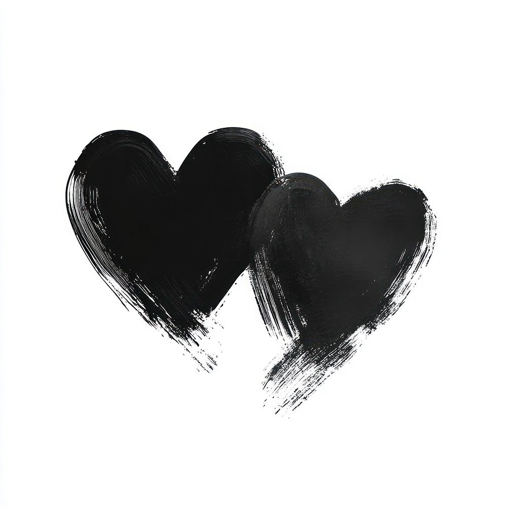 Two mini heart strokes black brush.