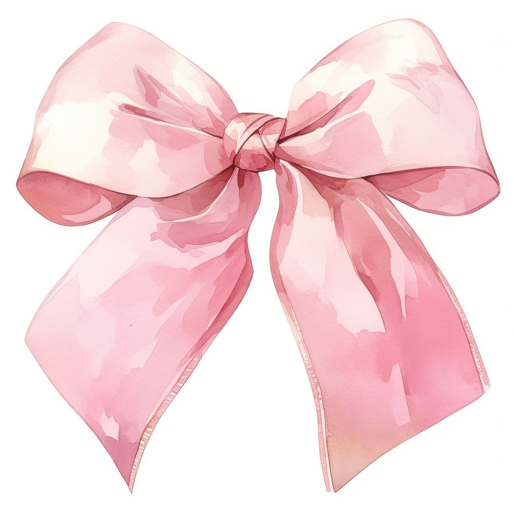 Pink ribbon illustration watercolor art.