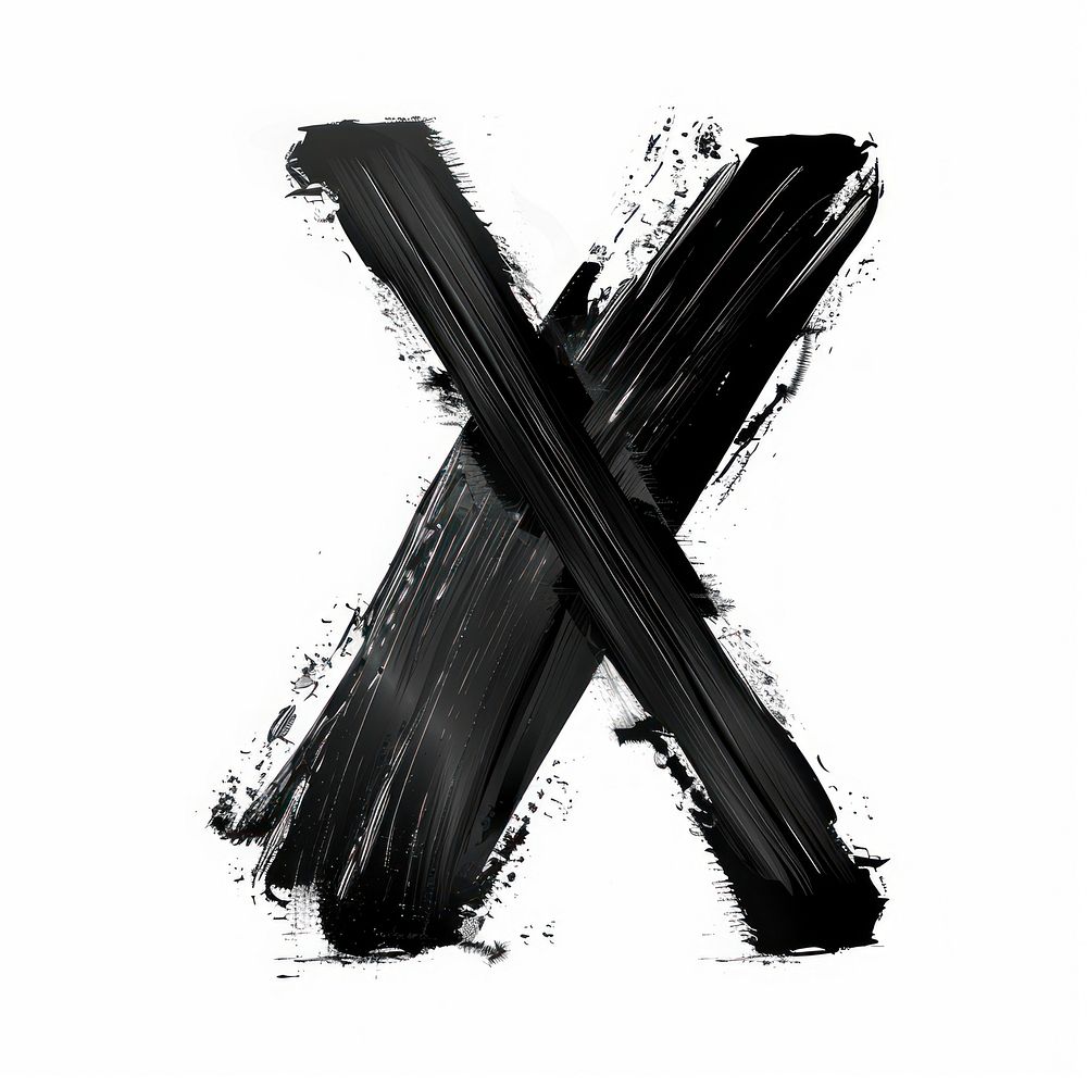 Alphabet X marker brush symbol art brushstroke.