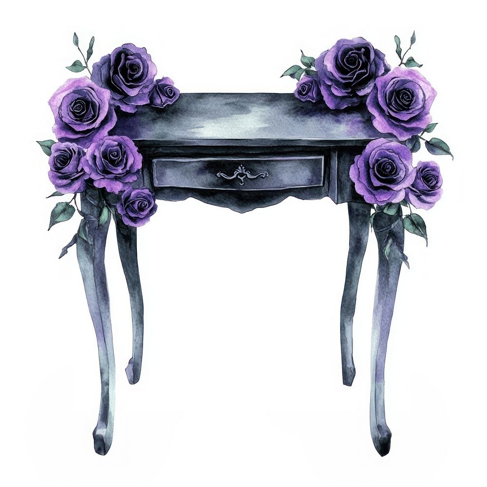 Dressing table purple roses art.