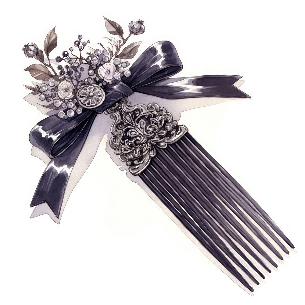 Black coquette comb illustration accessories accessory.