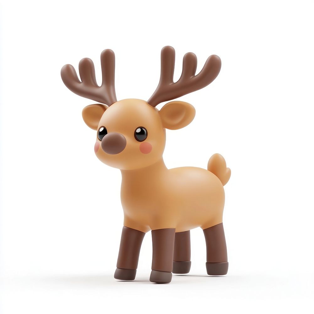 Happy Chubby reindeer walking illustration figurine animal.