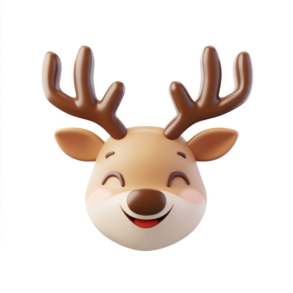 Christmas chubby reindeer head illustration christmas smiling.