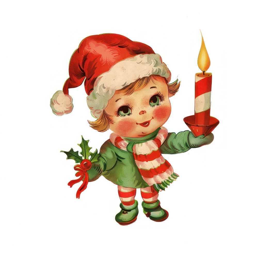 Candle character christmas vintage retro.