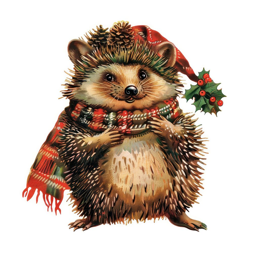 Hedgehog character christmas animal cute.