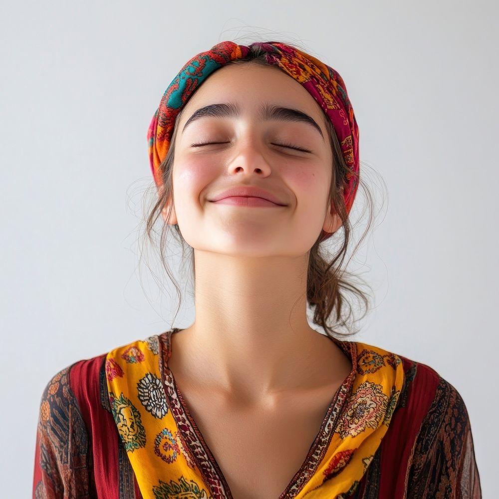 Young woman with a lively expression portrait clothing.