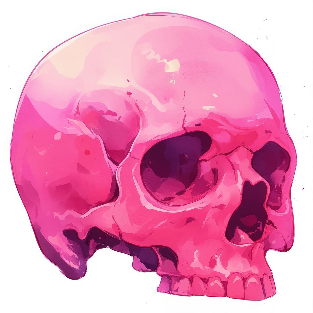 Pink halloween skull art illustration vibrant.