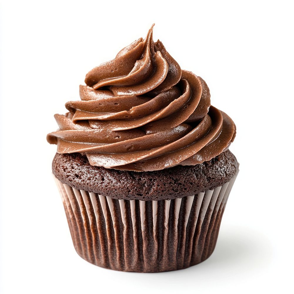 An isolated Chocolate cupcake dessert chocolate food.