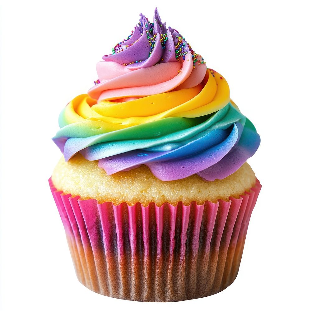 An isolated rainbow cupcake dessert food celebration.