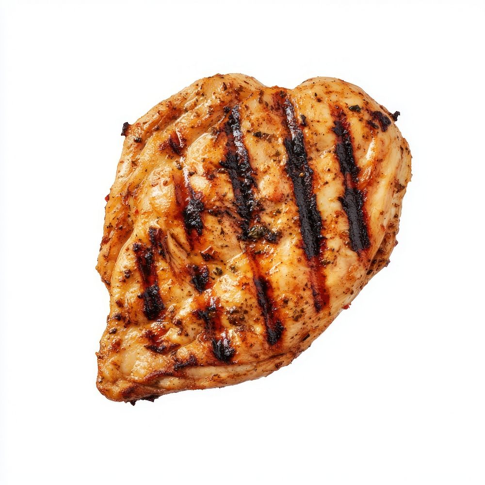 An isolated one grilled chicken food meat grilling.