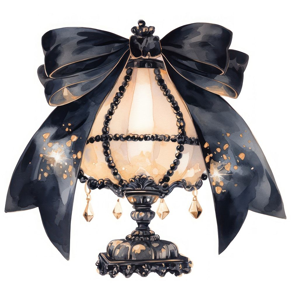 Black coquette peal lamp illustration ribbon style.