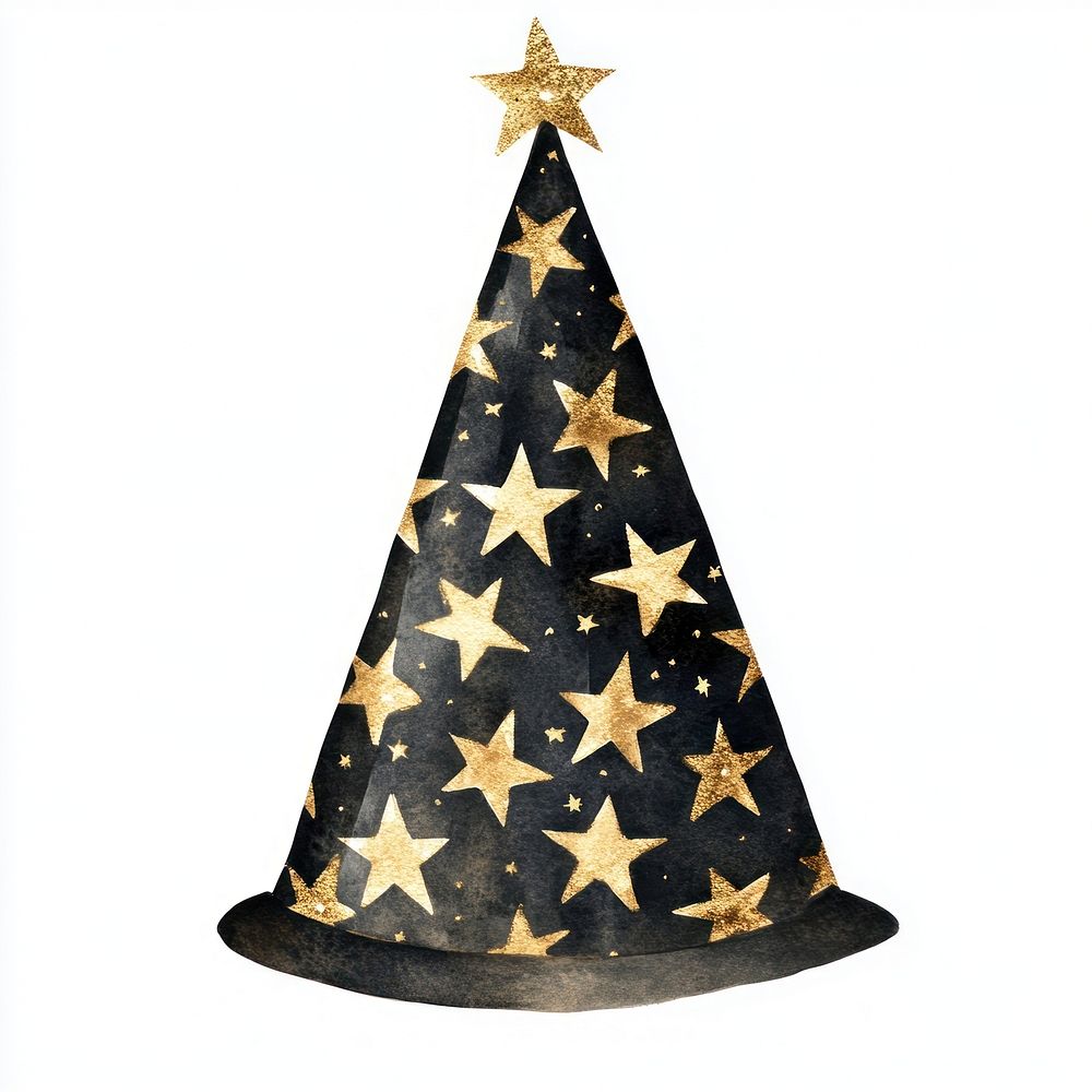 Black and Gold Star Pattern Party hat illustration pattern black.