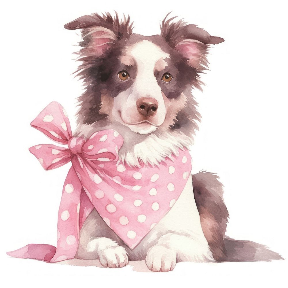 Coquette Border Collie collie illustration watercolor.